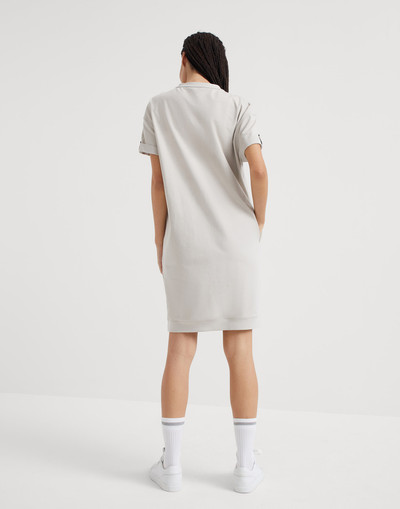 Brunello Cucinelli Stretch cotton lightweight French terry dress with shiny cuff detail outlook