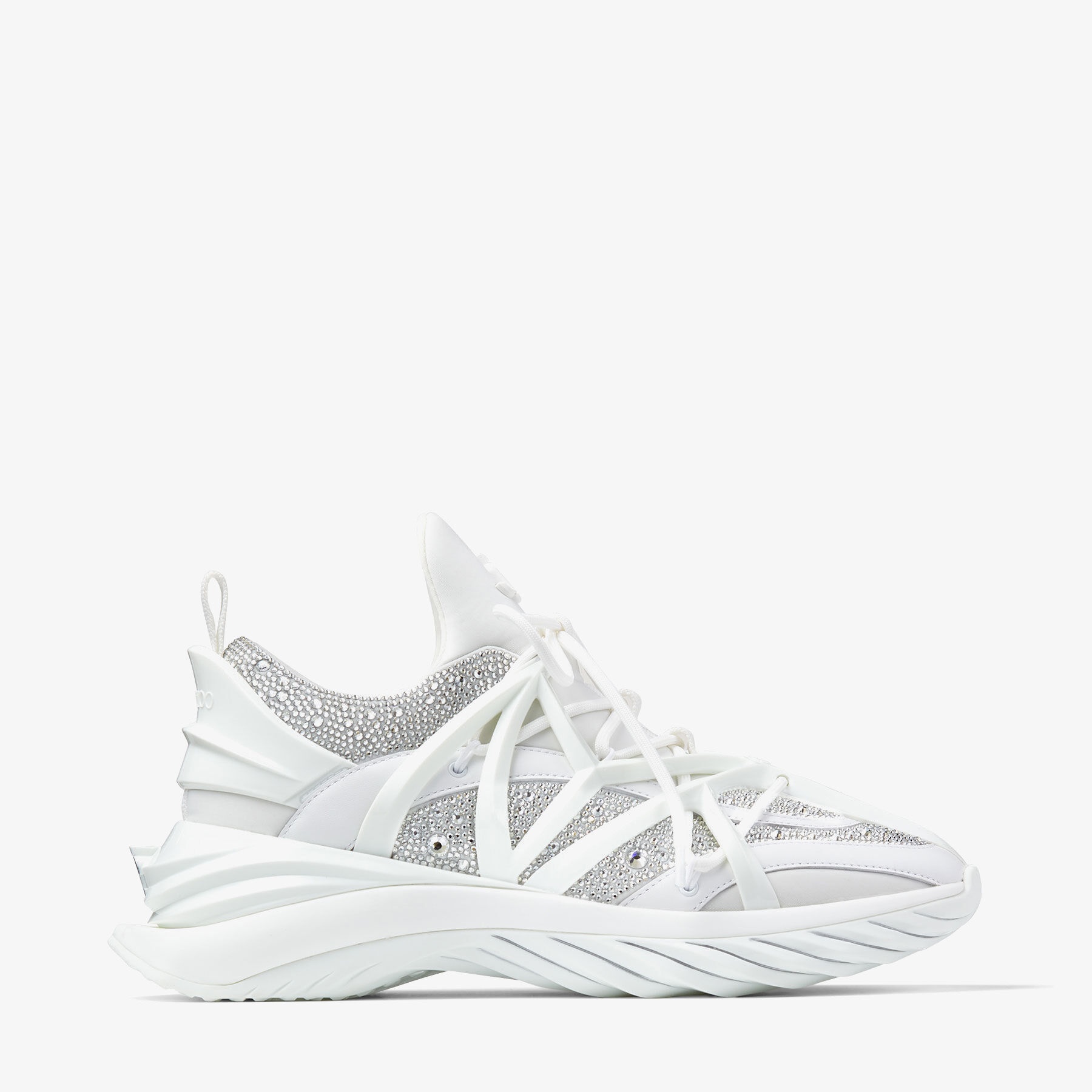 Cosmos/F
White Neoprene and Leather Low-Top Trainers with Crystals - 1