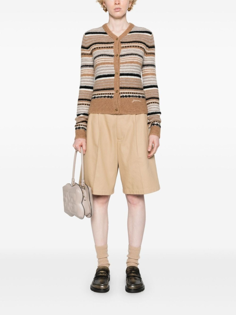 GANNI logo-buttons striped cardigan outlook