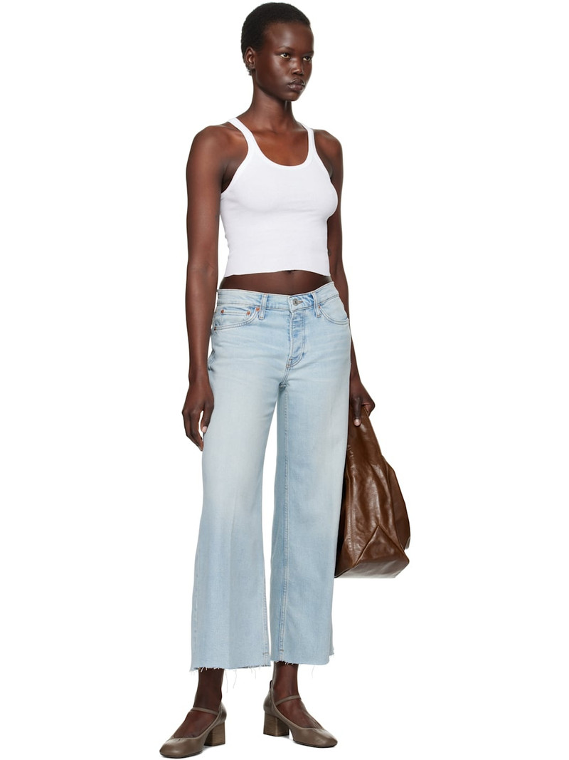 RE/DONE White Hanes Edition Cropped Ribbed Tank Top outlook
