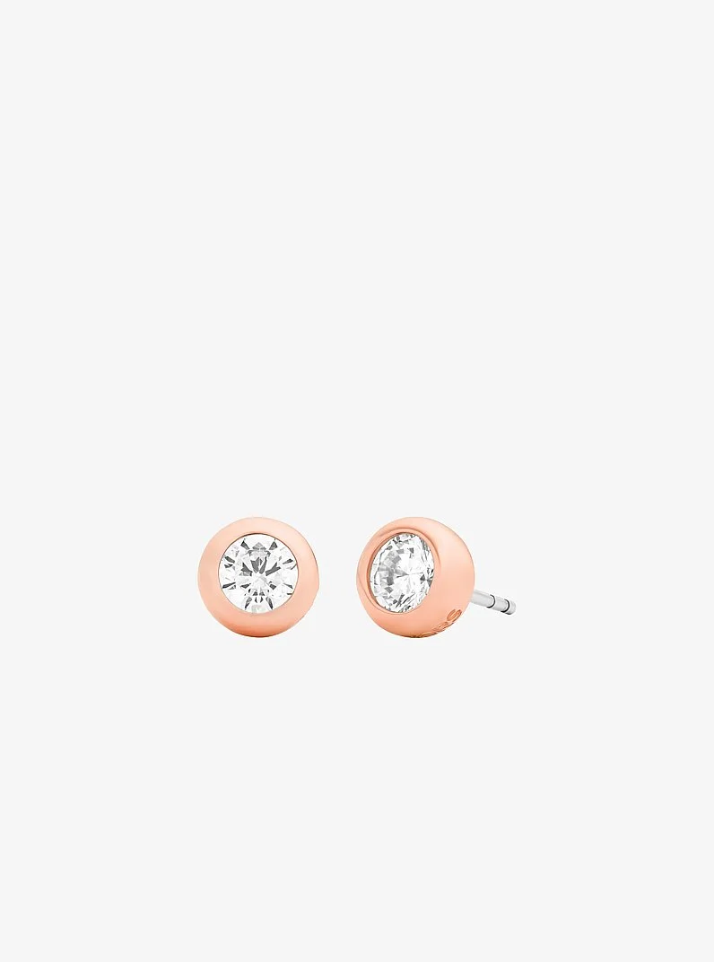 Round Stone Stud Earrings - 1