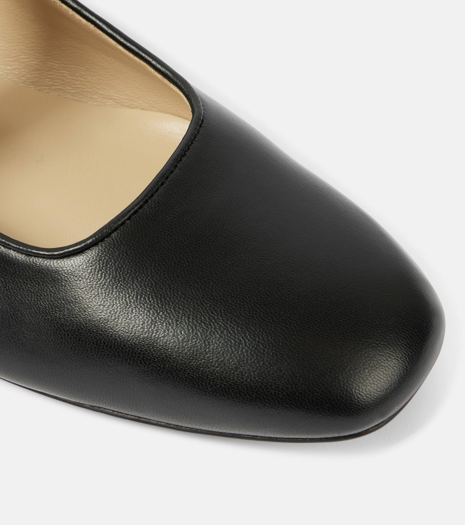 Pearl-embellished leather Mary Jane flats - 5