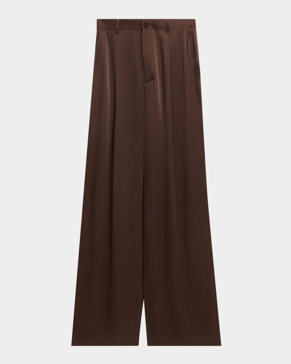 Satin Relaxed-Leg Pleated Trousers - 1