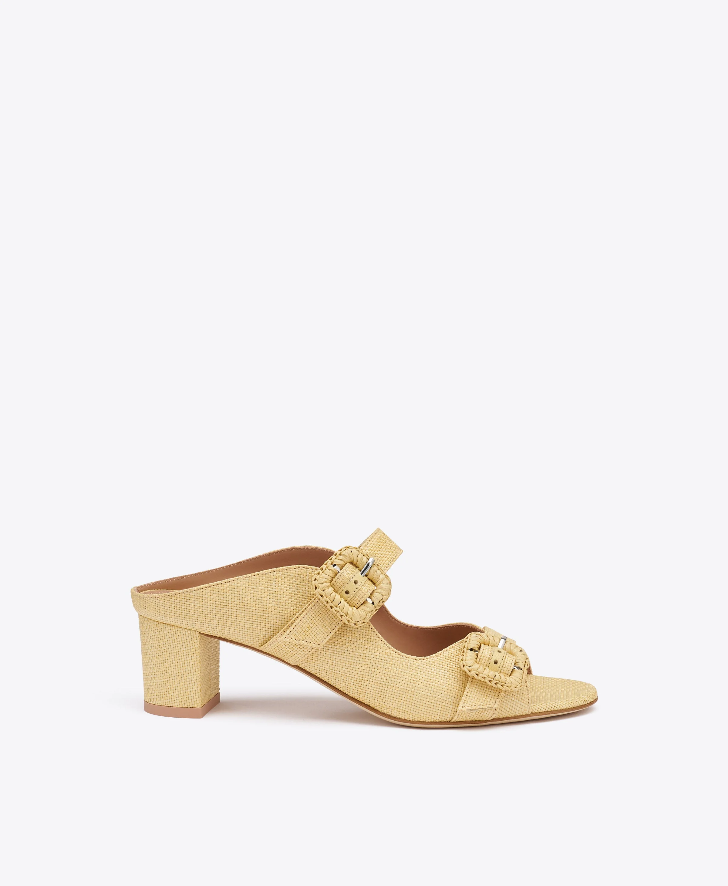 Kimmy 45 Beige Raffia Block Heel Sandals - 1