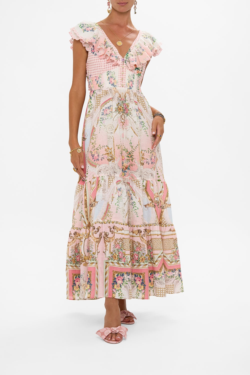 TIERED DRESS WITH NECK FRILL - 2