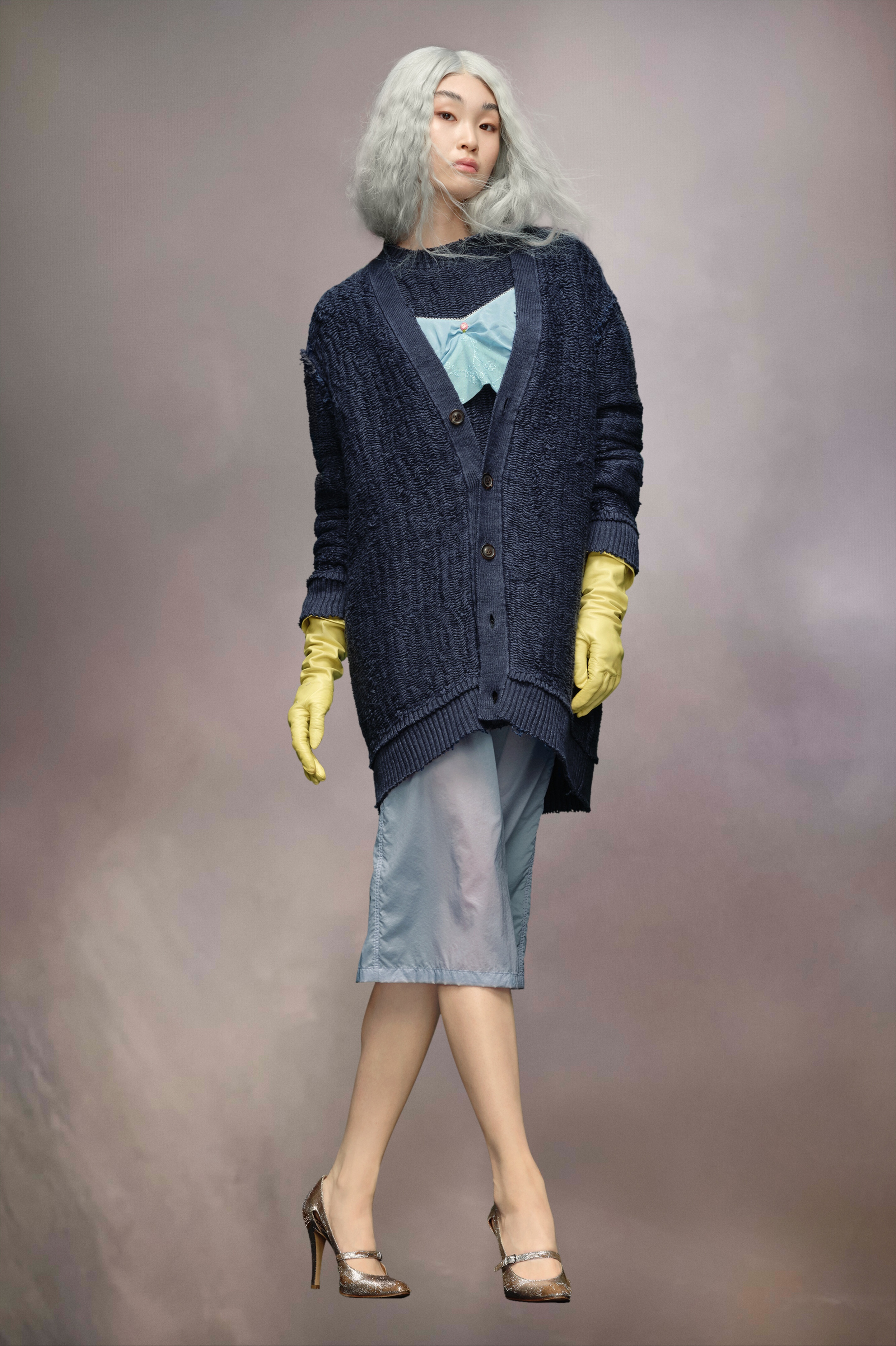 Raw woven knit cardigan - 2