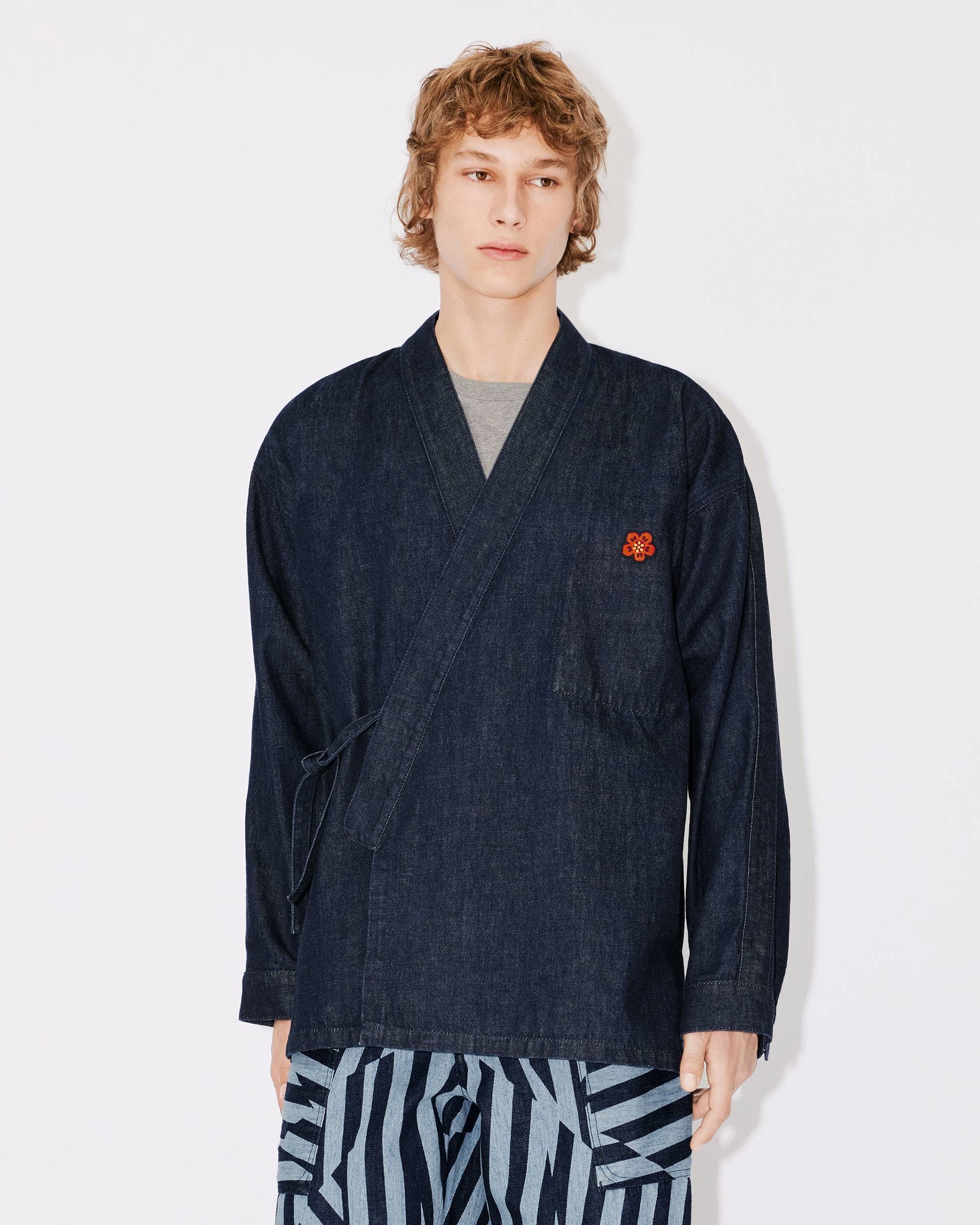 'BOKE FLOWER' Crest denim kimono jacket - 3