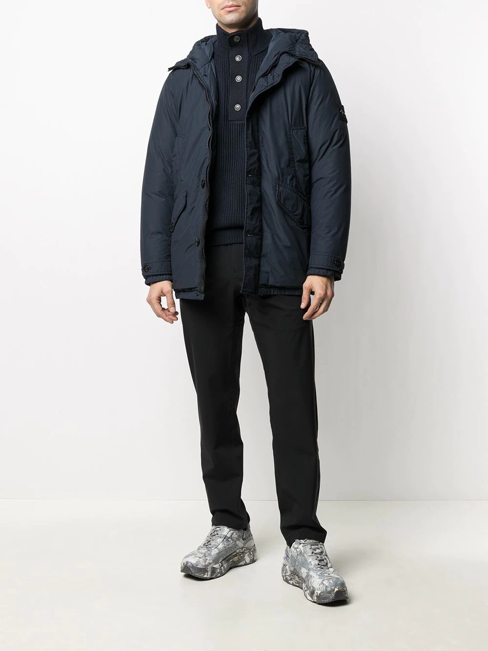 mid-length hooded parka coat - 2