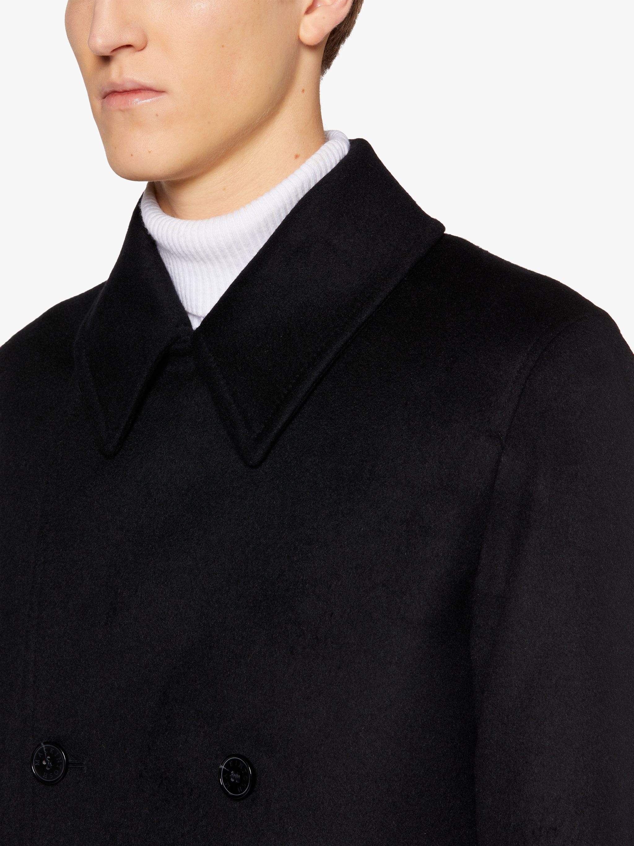 REDFORD BLACK WOOL & CASHMERE DOUBLE BREASTED COAT | GM-1101 - 5