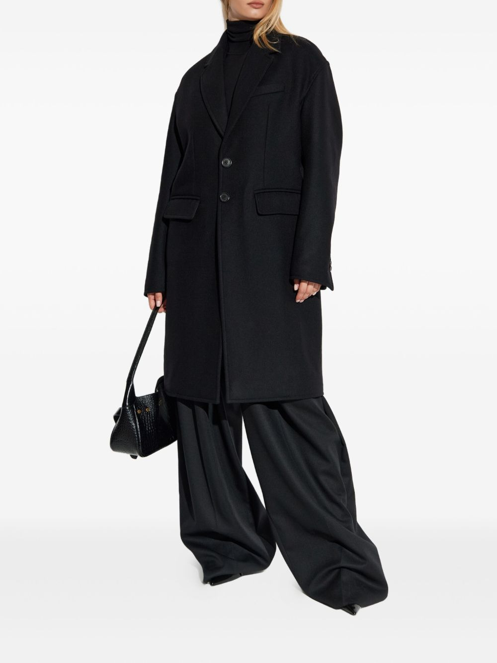 buttoned wool-blend coat - 2