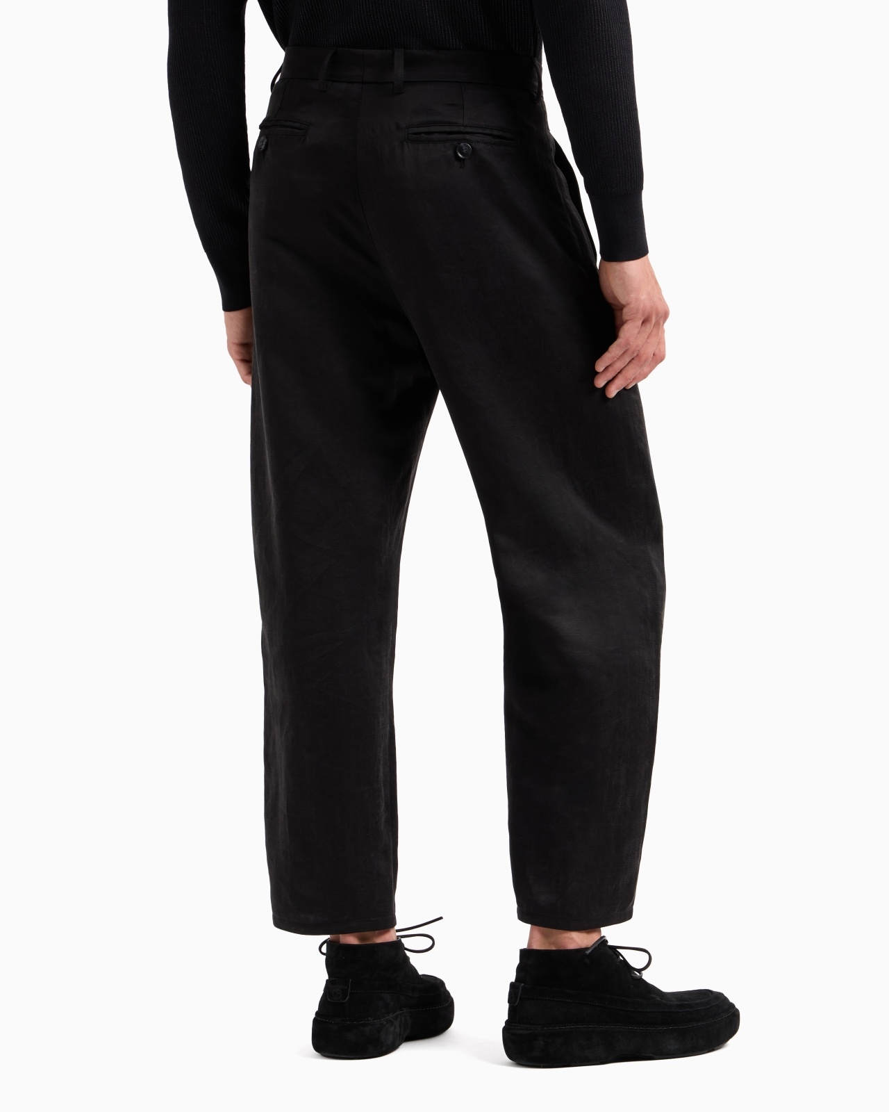 FADED LYOCELL AND LINEN CANVAS ONE-PLEAT TROUSERS - 3