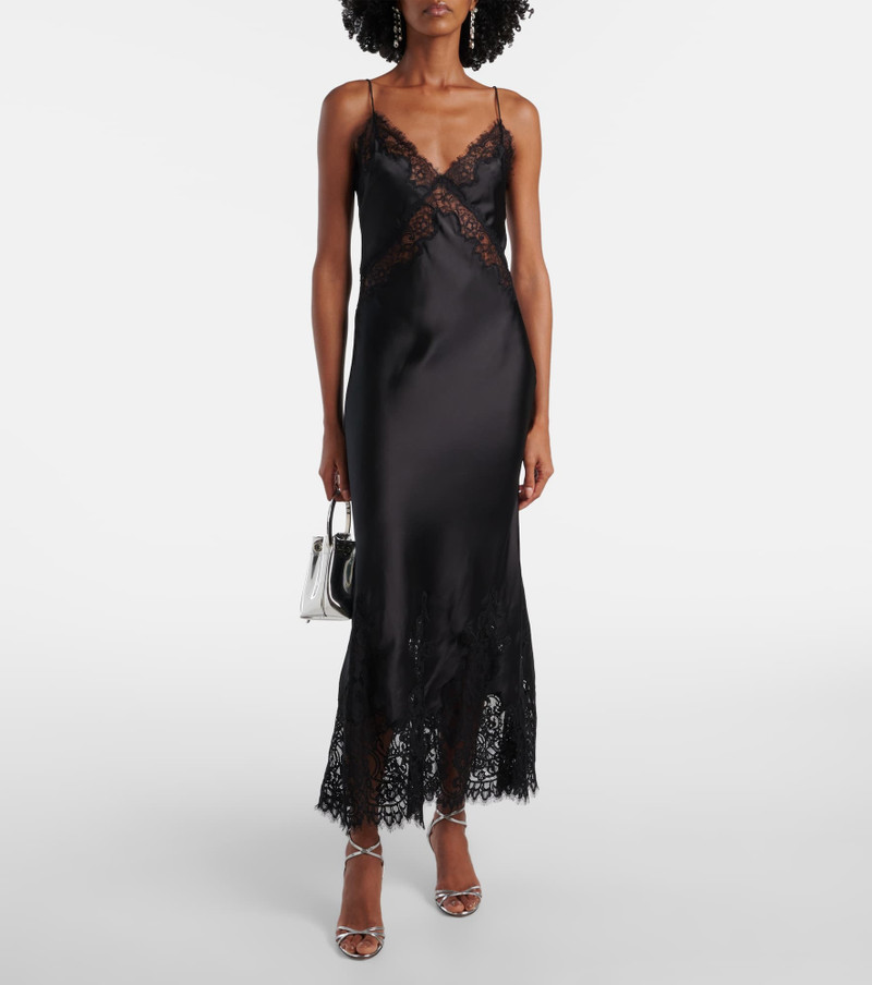 REBECCA VALLANCE Tamera lace-trimmed satin slip dress outlook