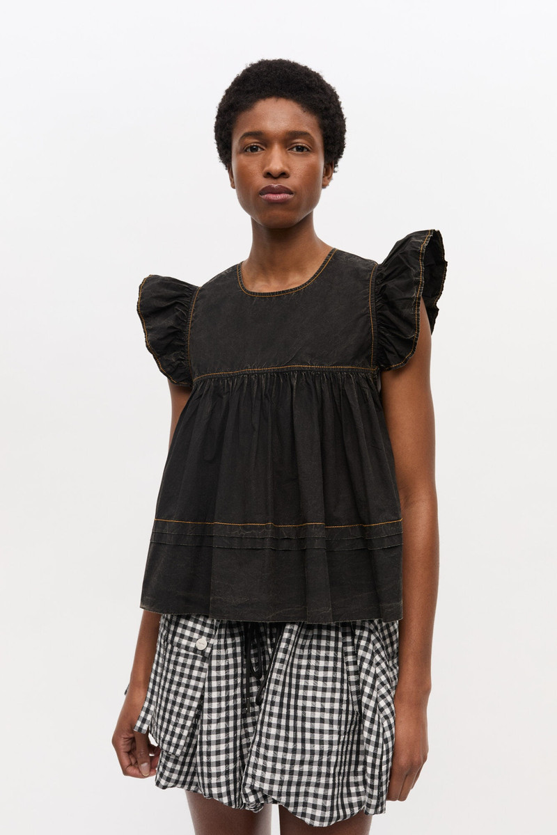 GANNI BLACK WASHED COTTON TOP outlook