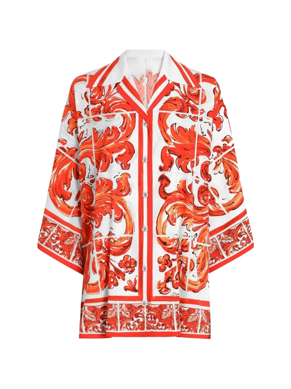majolica-print charmeuse shirt - 1