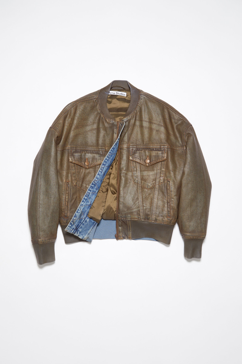 Dyed denim bomber jacket - Blue/beige - 1