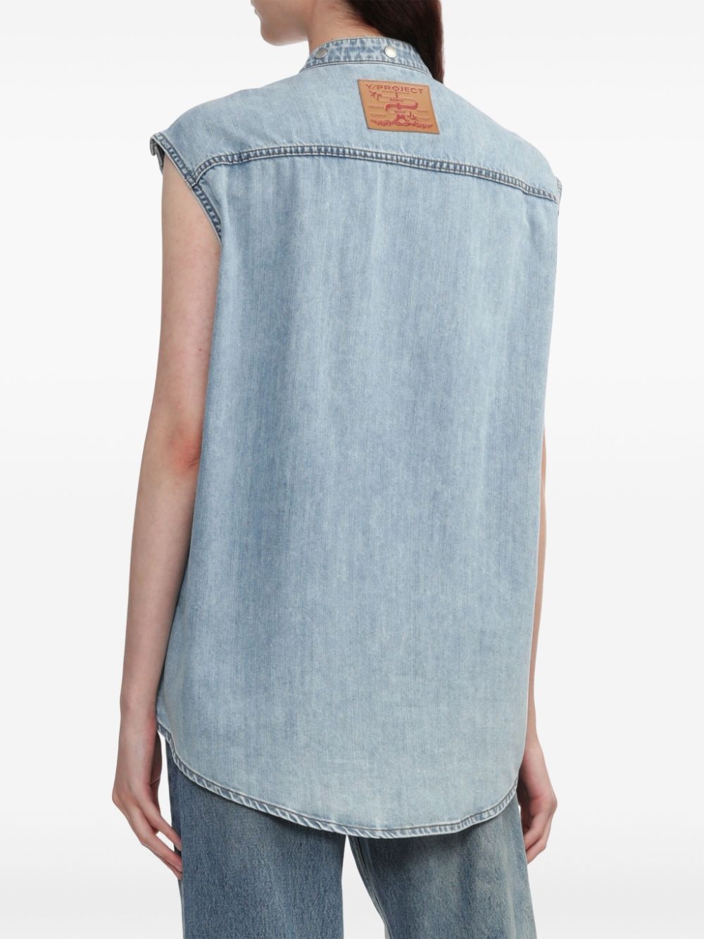 patch pocket detailing denim vest - 4
