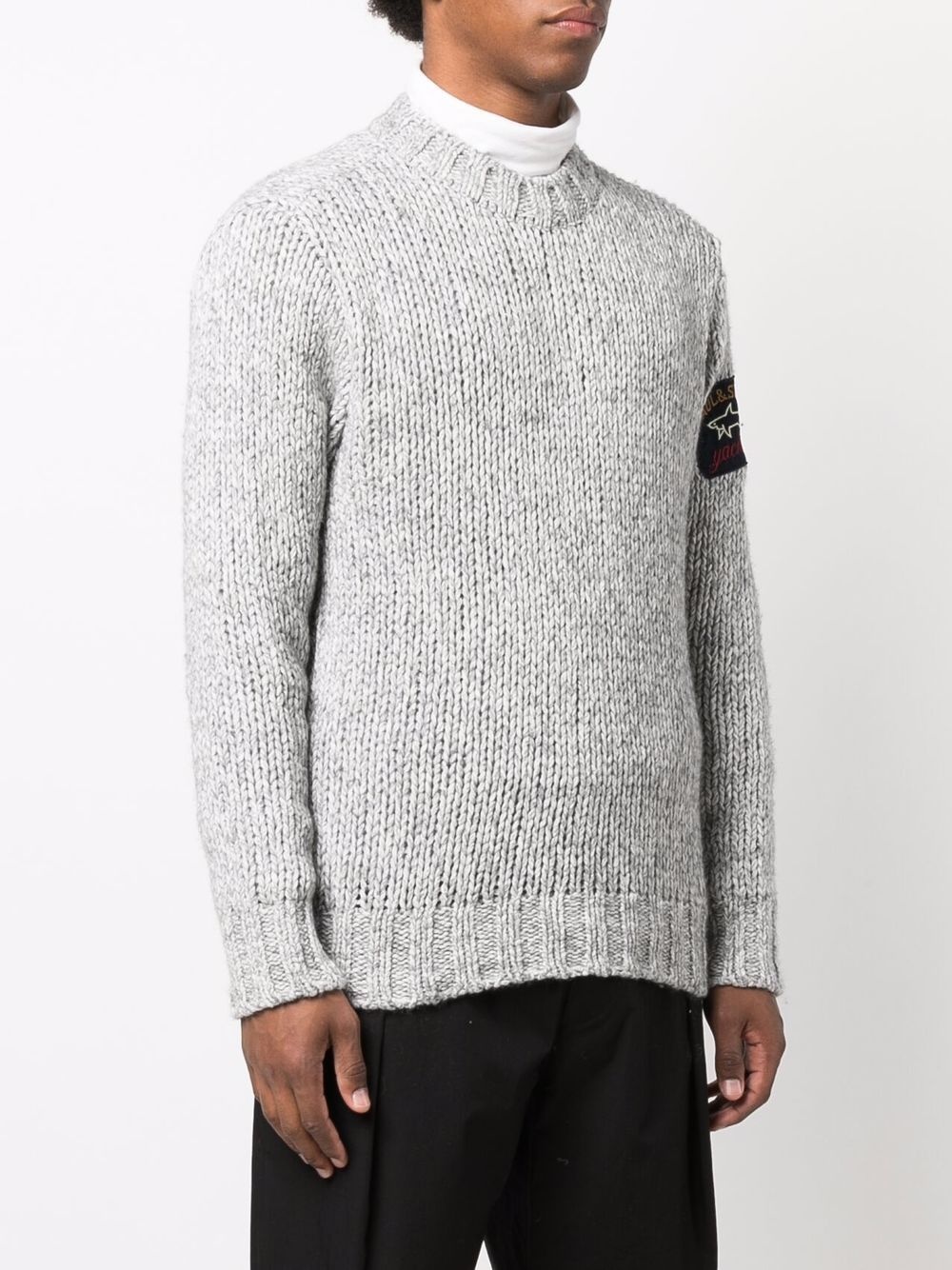 logo-patch knitted jumper - 3