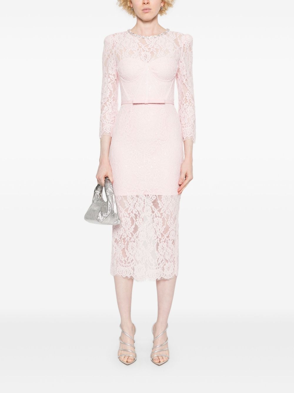lace bustier midi dress - 2