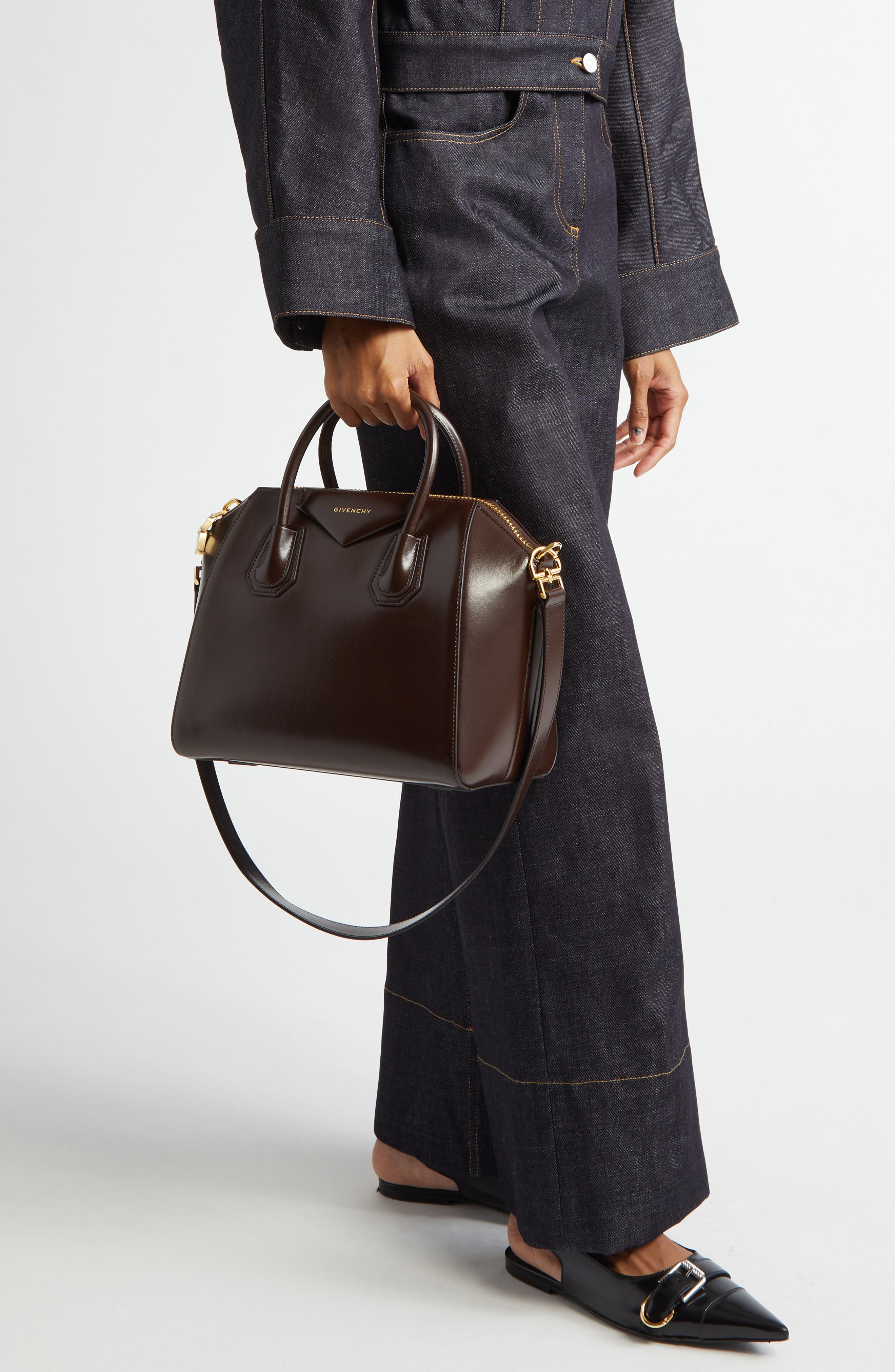 Givenchy Small Antigona Leather Satchel in Ebony Brown at Nordstrom - 3
