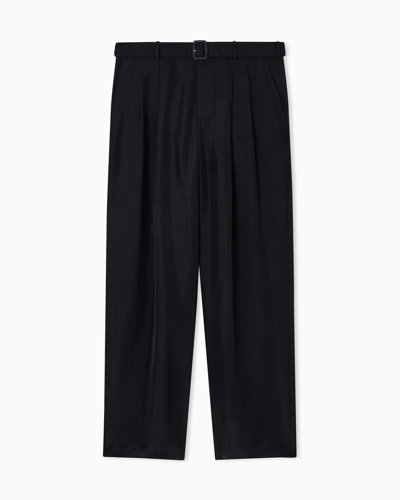 PURE WASHED SILK HABUTAI BELTED TROUSERS - 1