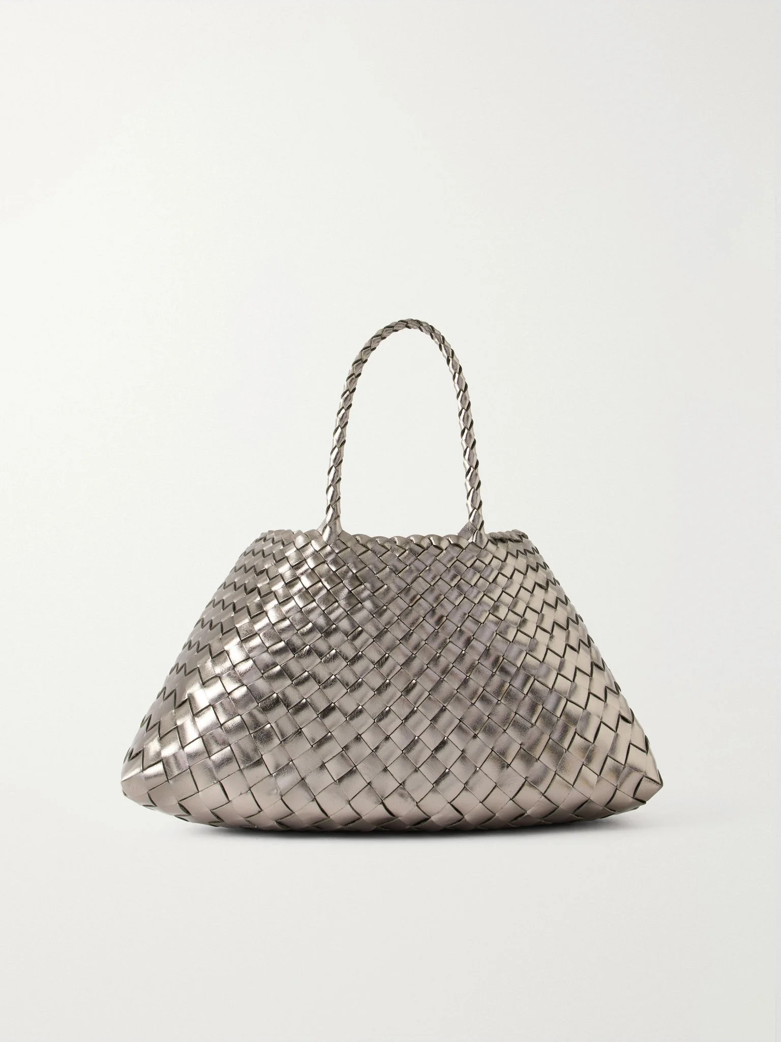 Sante Croce small woven leather tote Silver - 1