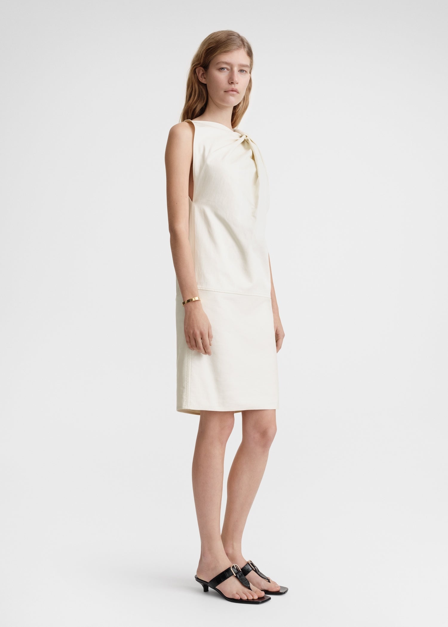 Shoulder-twist dress ecru - 4
