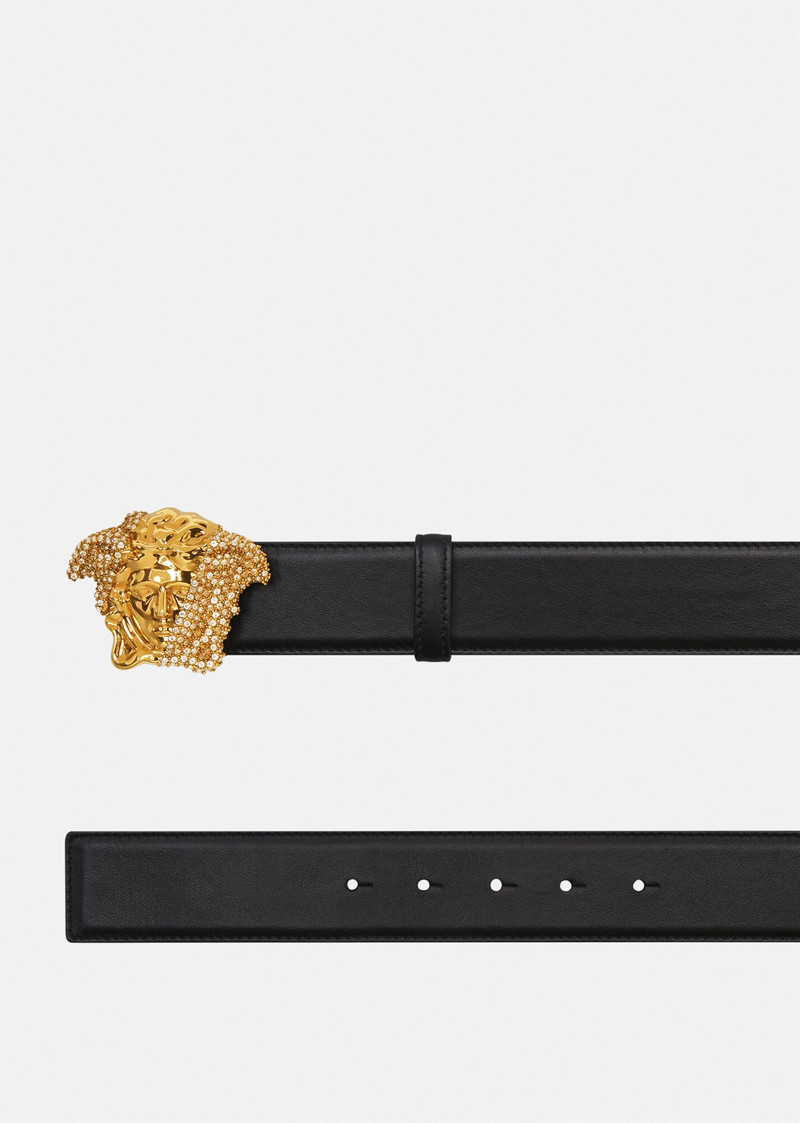 VERSACE La Medusa Crystal Leather Belt 4 cm outlook