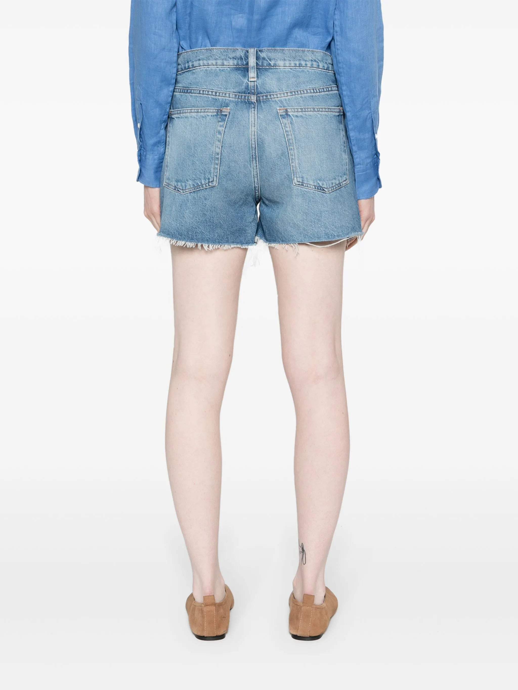 Vintage raw-cut denim shorts - 4