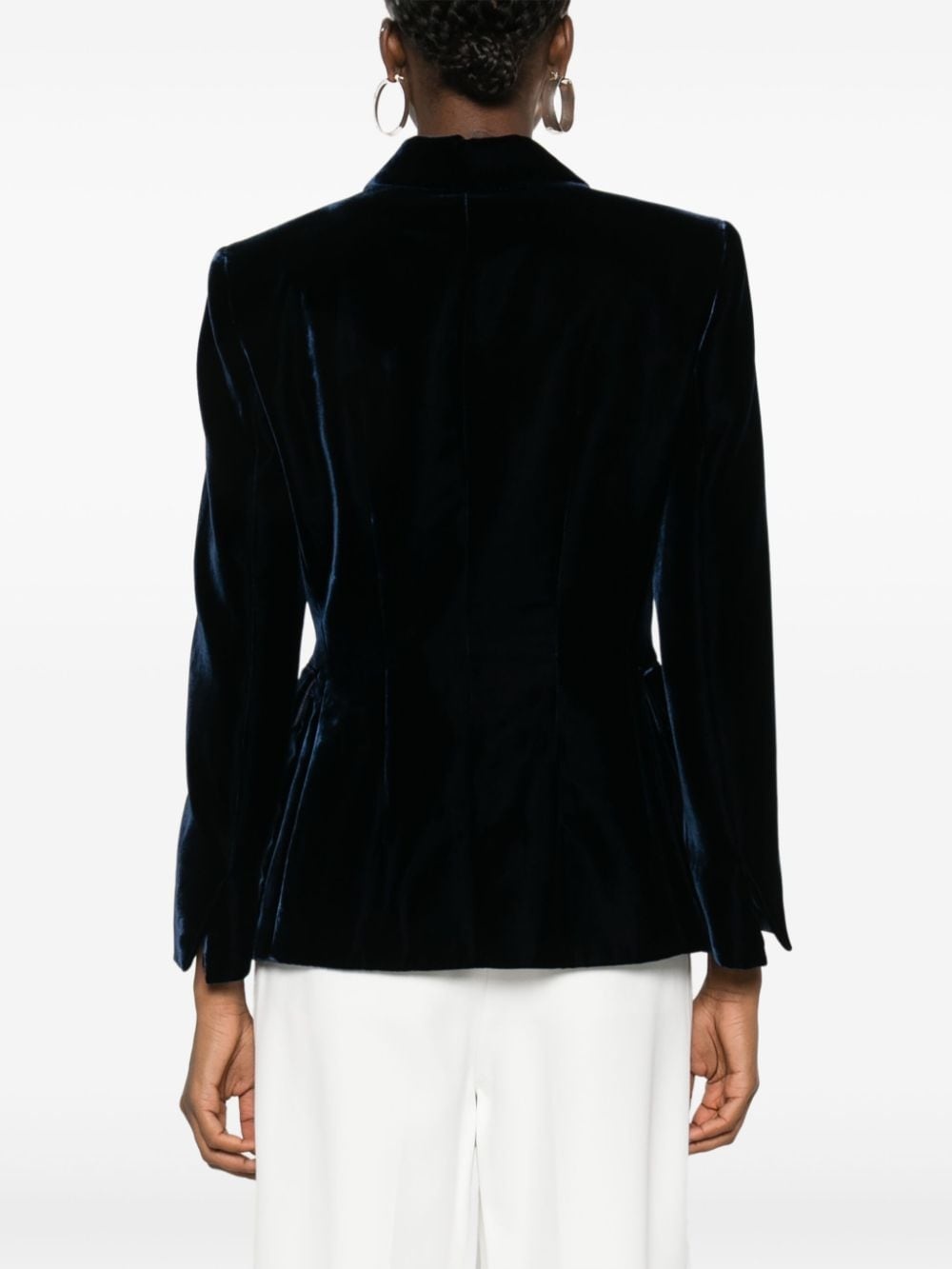 single-breasted velvet blazer - 4