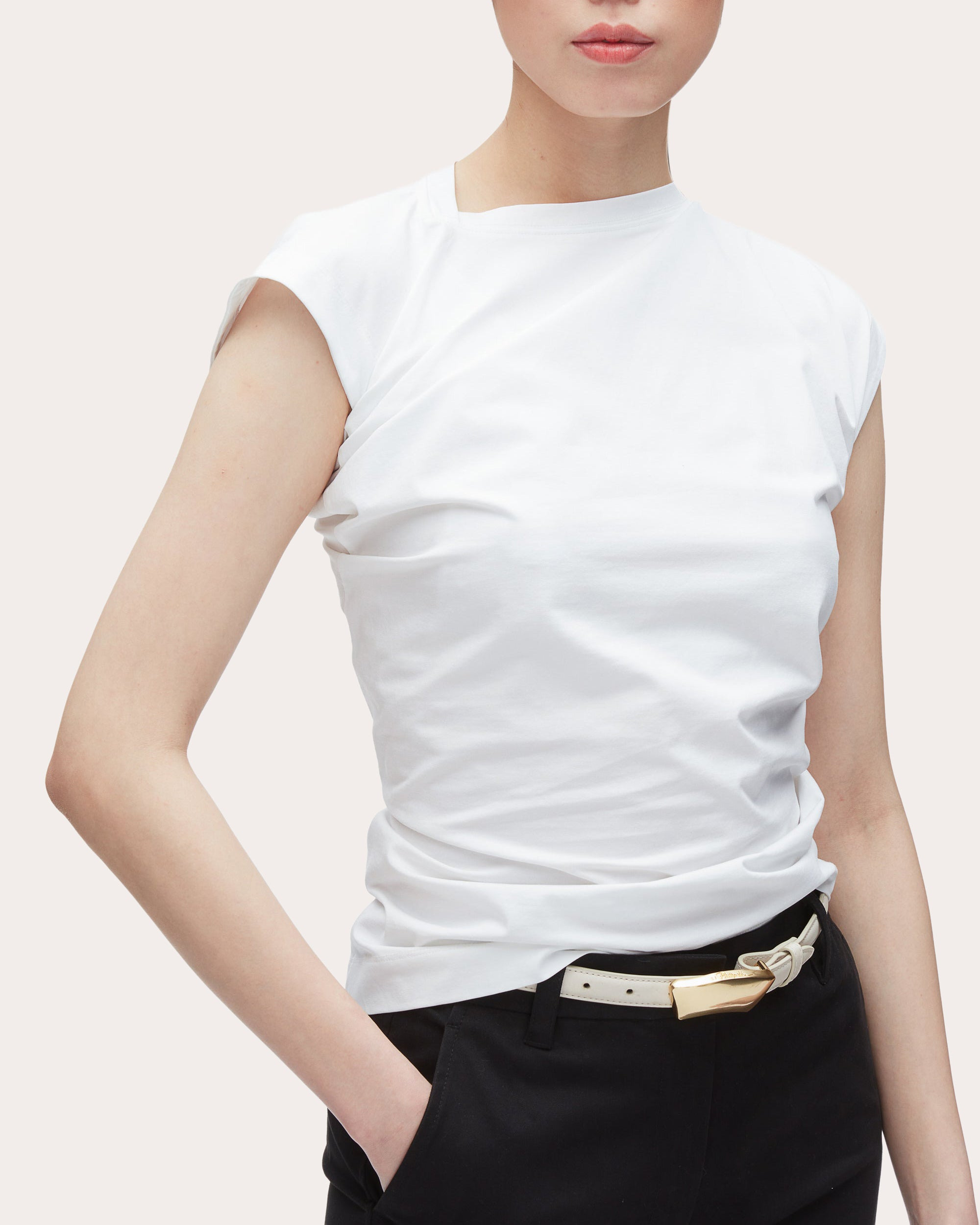 Asymmetric Draped Cotton-Jersey T-Shirt - 5