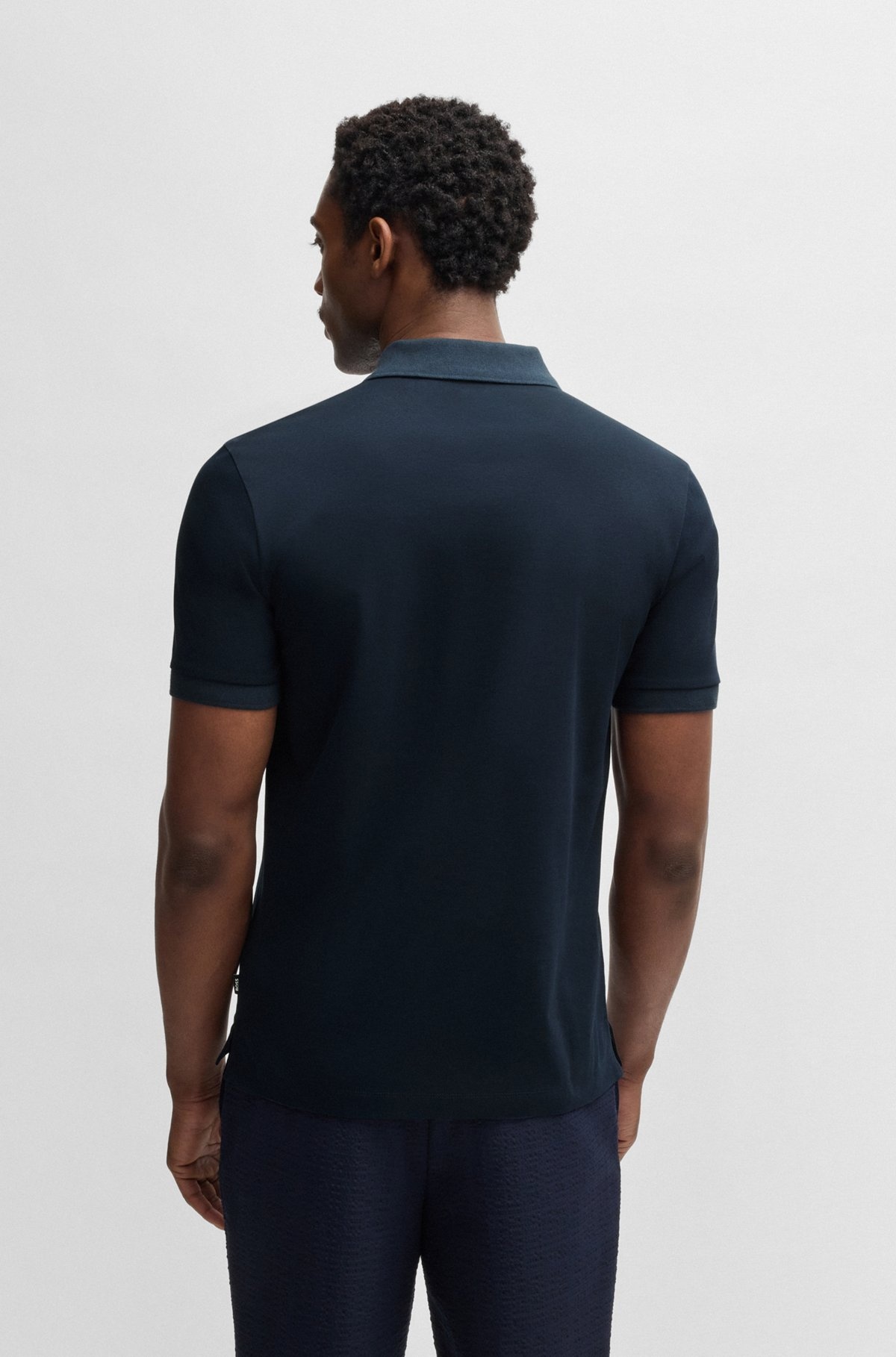 MERCERIZED-COTTON SLIM-FIT POLO SHIRT WITH COLLAR STRIPE - 5