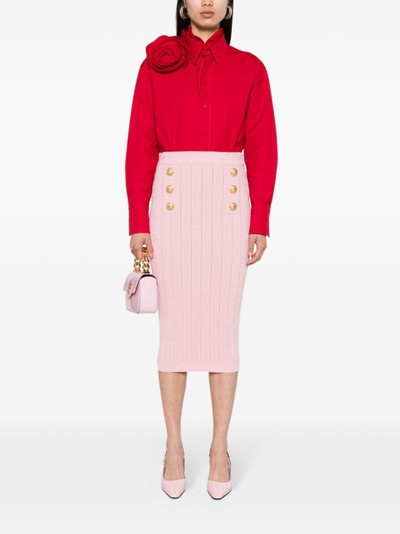 Balmain decorative-buttons ribbed pencil skirt outlook