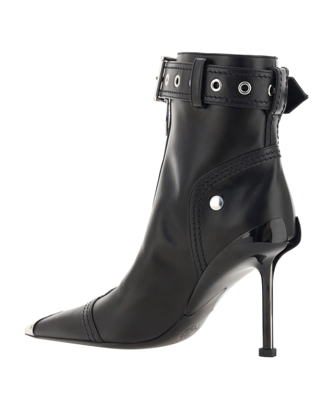 Black Slash Biker Ankle Boots - 3