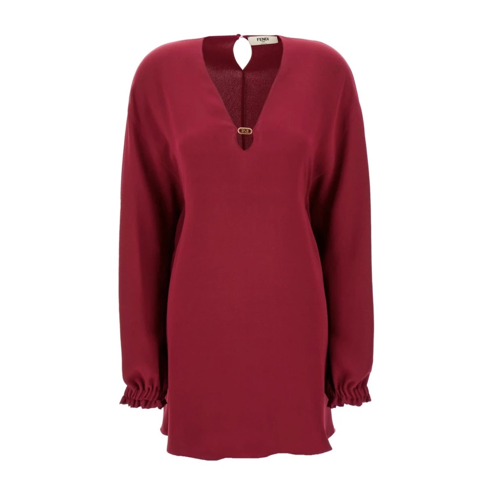 SILK DRESS WITH V-NECK AND KEYHOLE - 2