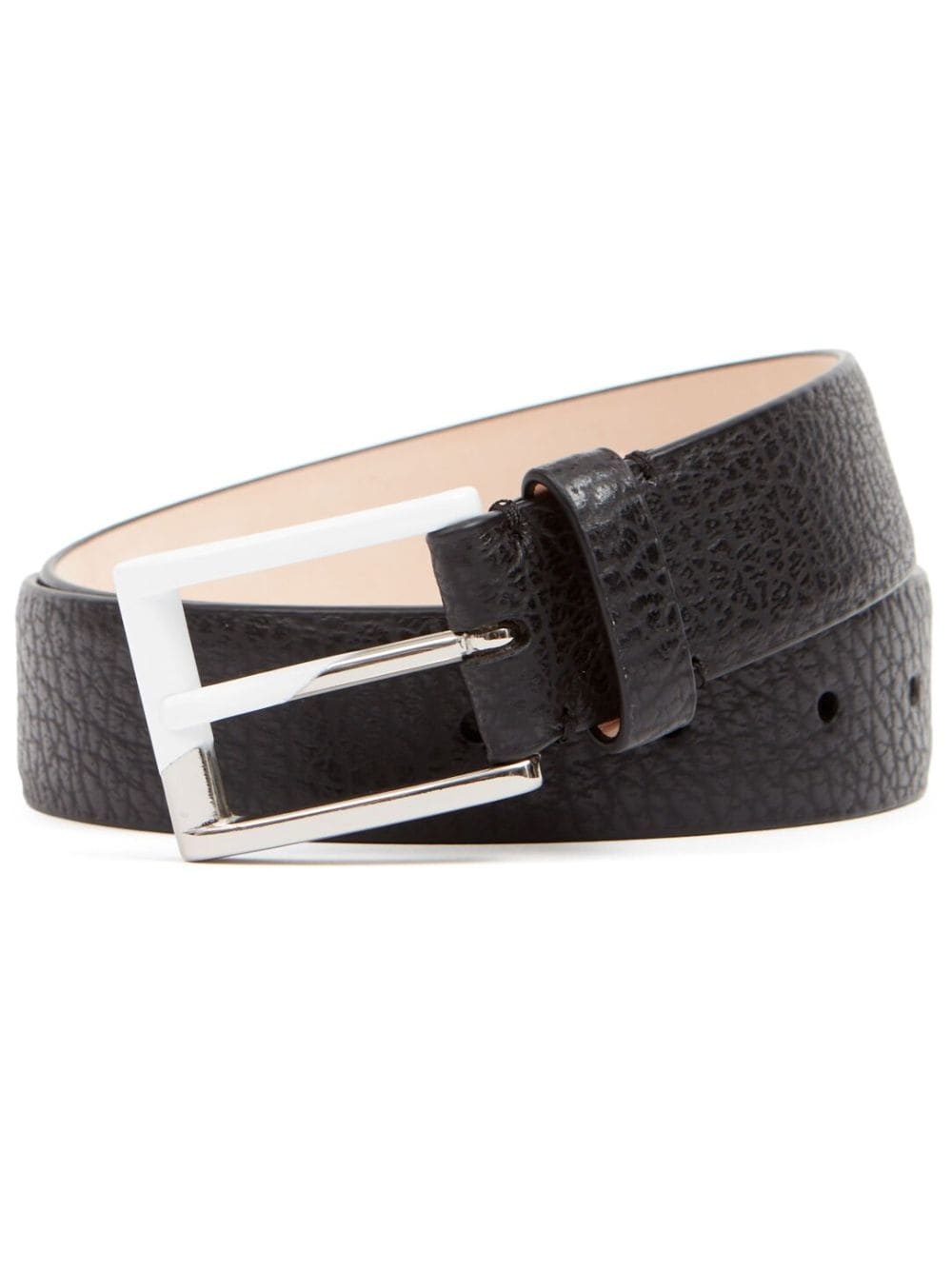 grained-texture leather belt - 1