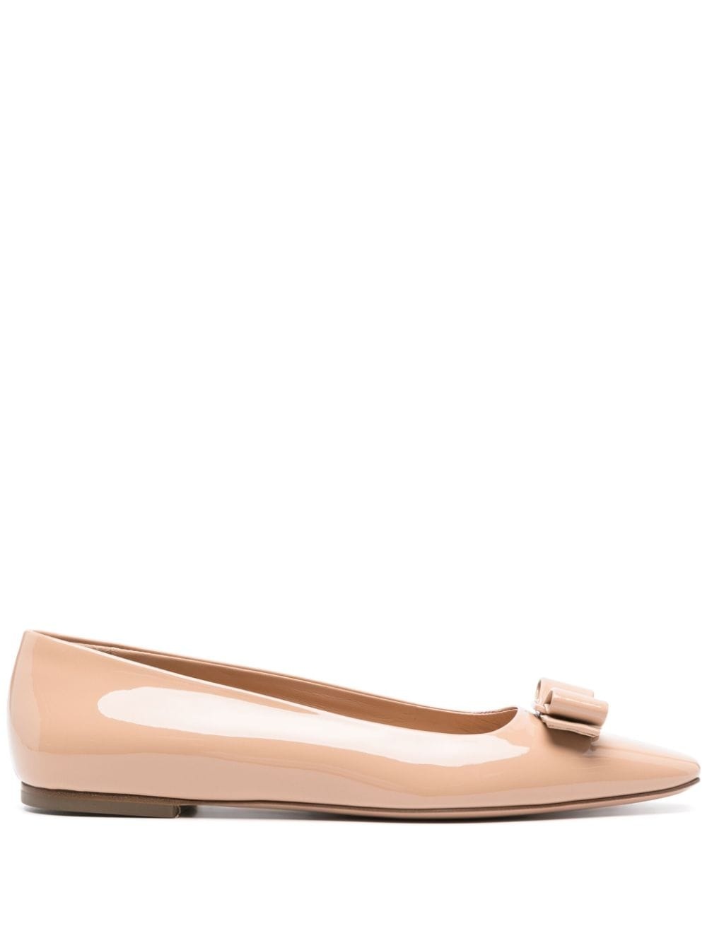 Varina bow-embellished quilted smooth and patent-leather ballet flats