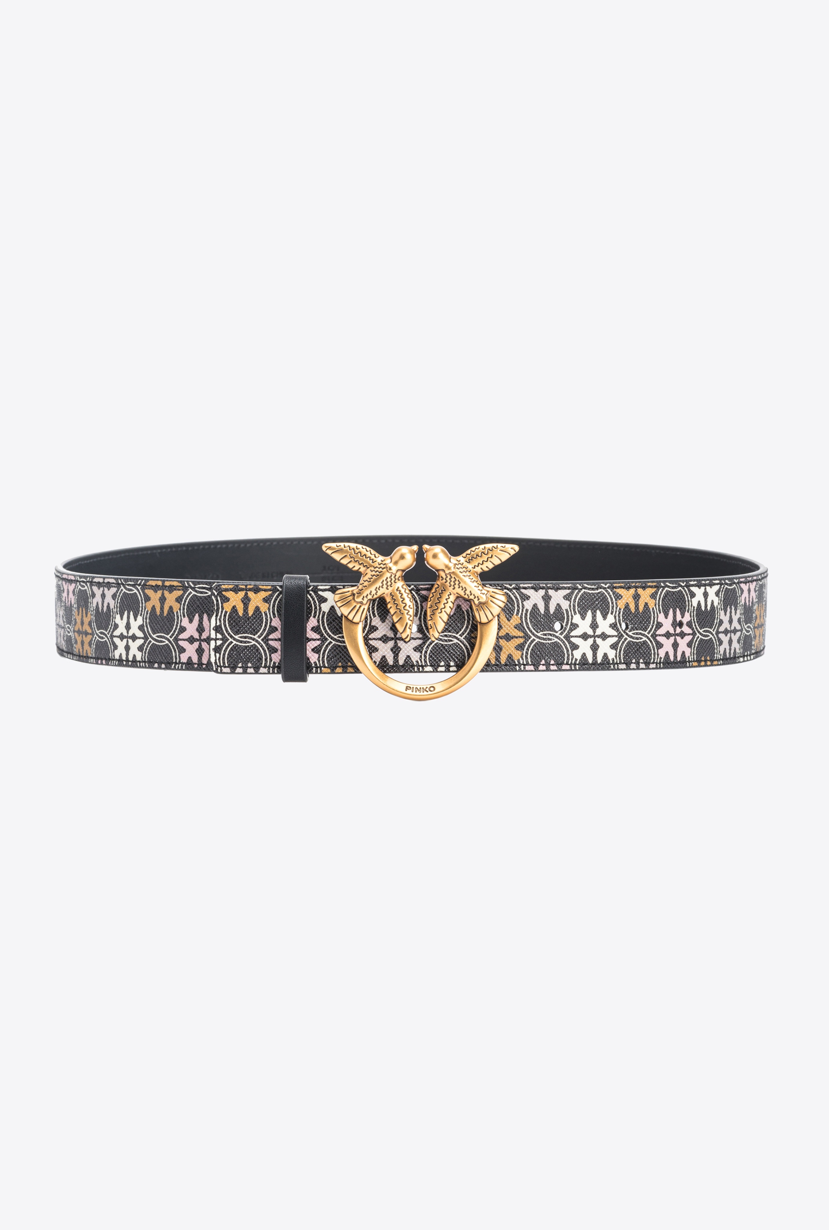 3CM LOGO-PRINT BELT WITH LOVE BIRDS BUCKLE - 1