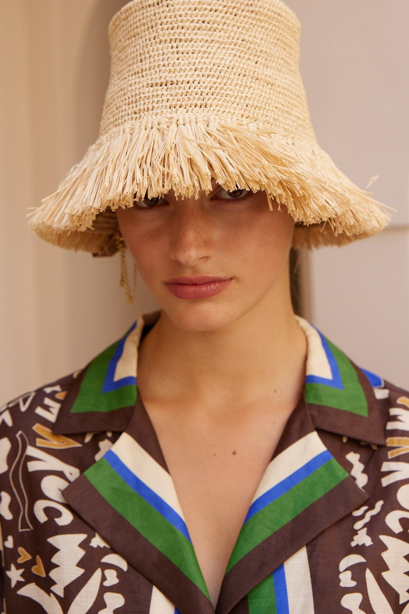 ALÉMAIS Michelle Raffia Fringed Bucket Hat outlook