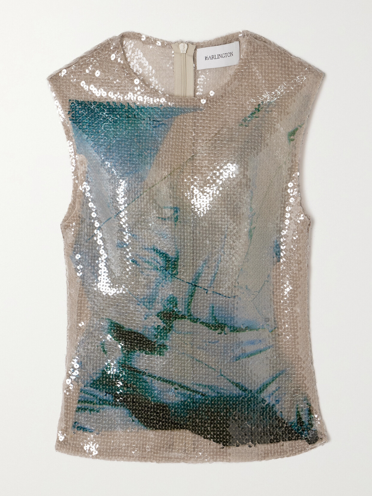 Nage Printed Sequined Tulle Top - 1