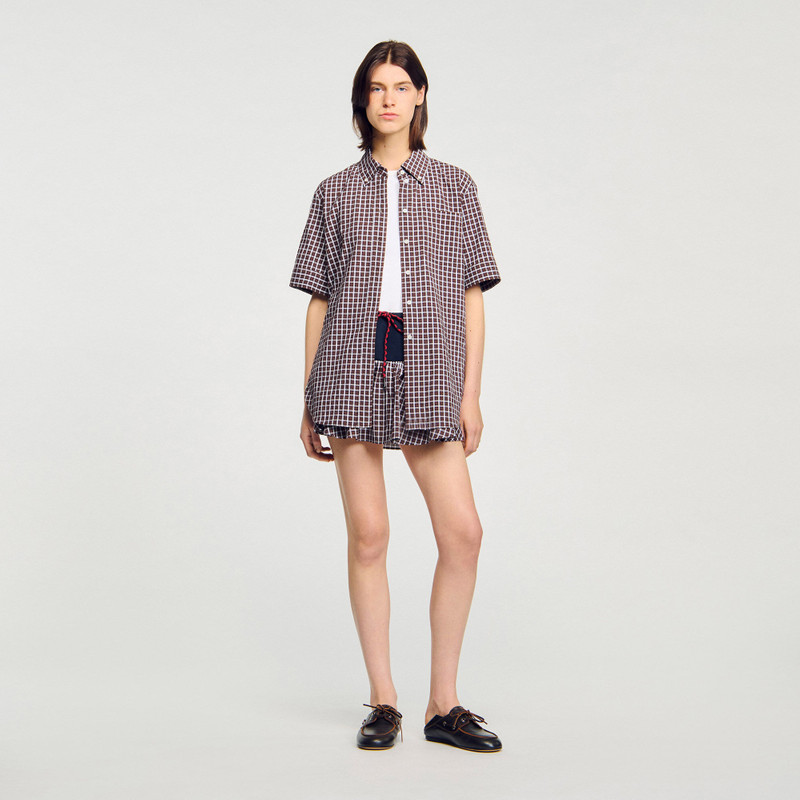 Sandro OVERSIZED CHECK SHIRT outlook