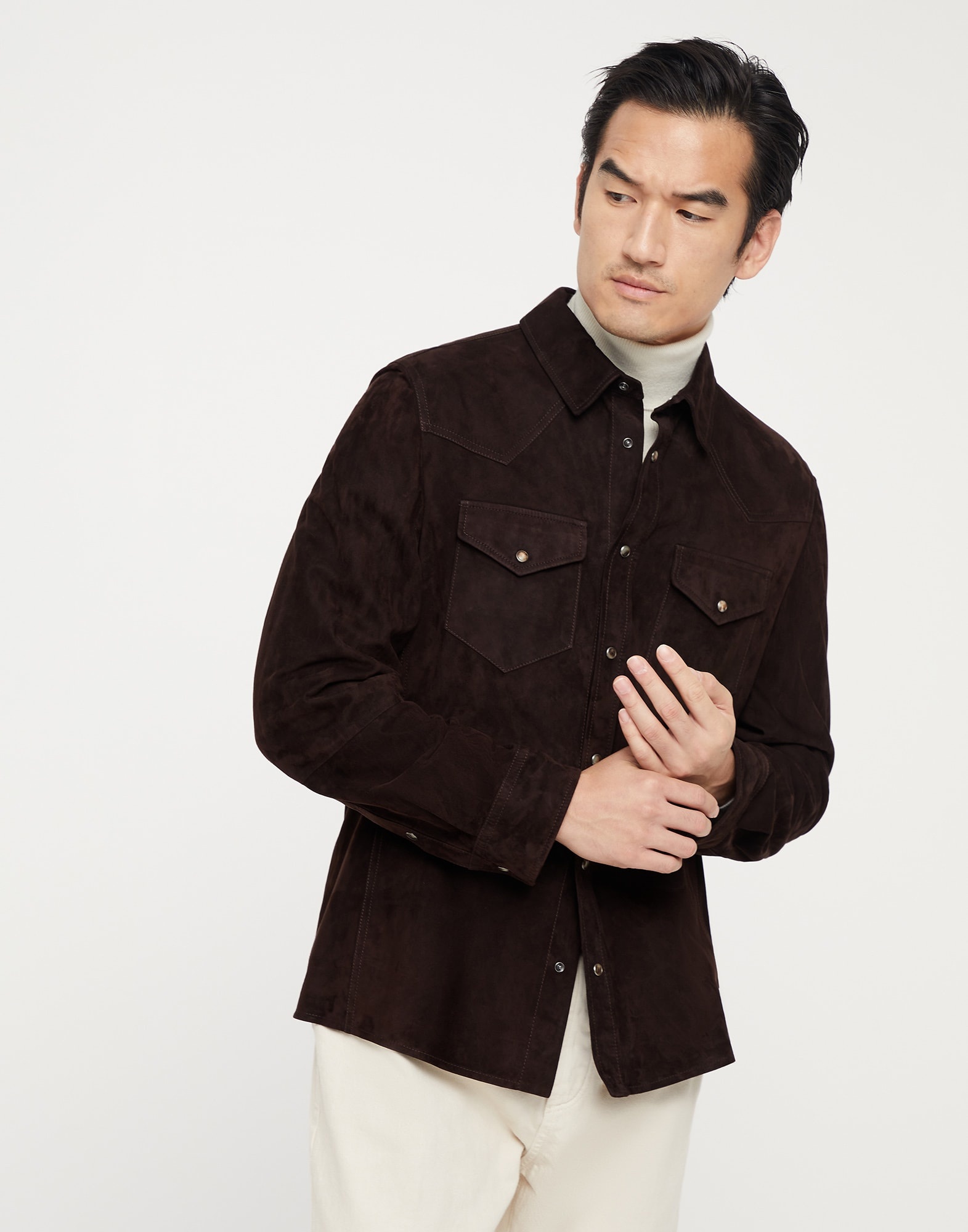 Double face suede shirt-style outerwear jacket - 1