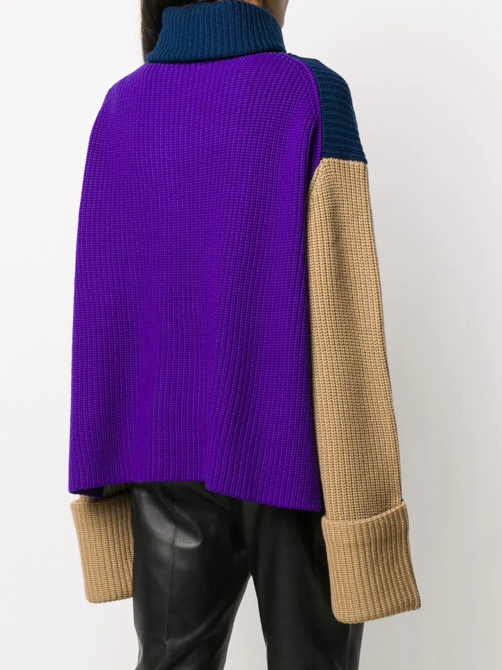 two-tone turtleneck jumper - 4