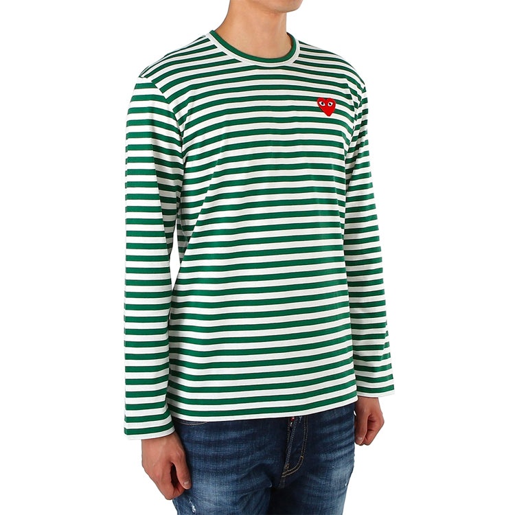 COMME des GARCONS PLAY Striped Long-Sleeve T-Shirt 'Green' AZ-T164-051-3 - 3