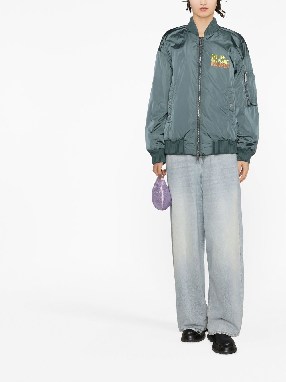 slogan-print bomber jacket - 2