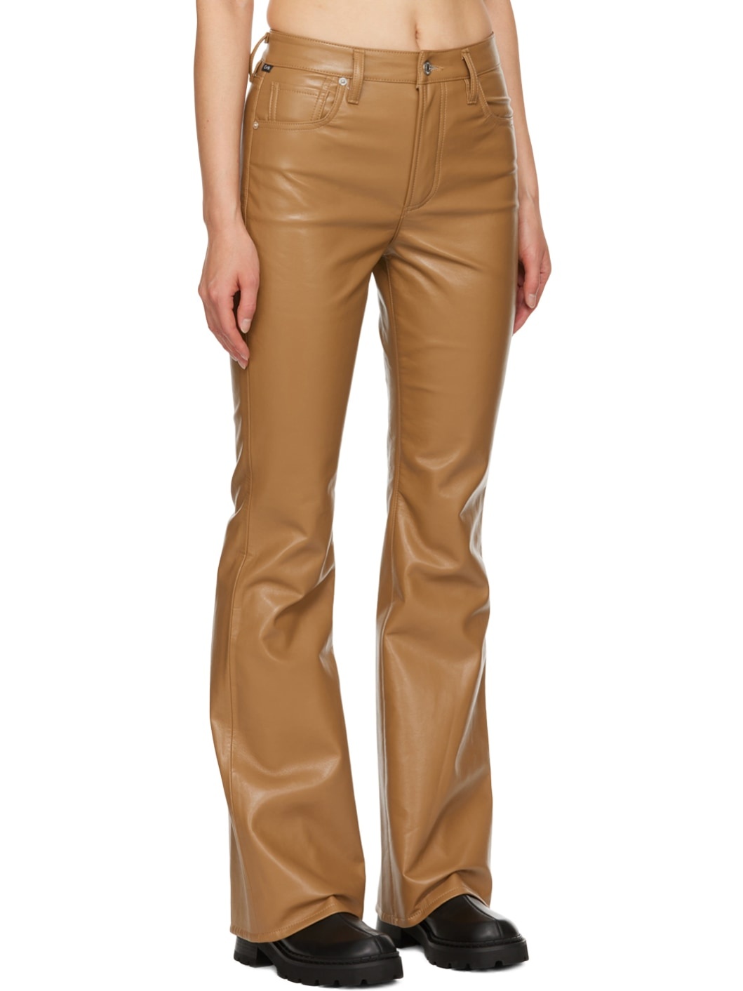 Tan Lilah Leather Pants - 2
