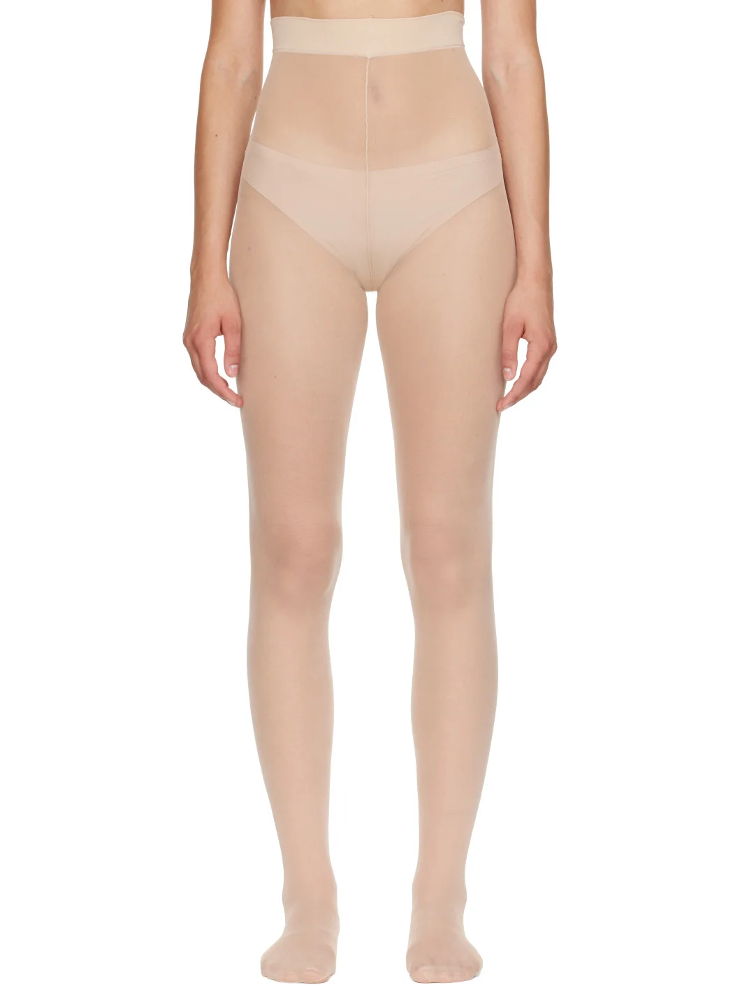 Beige Logo Push-Up Tights - 1