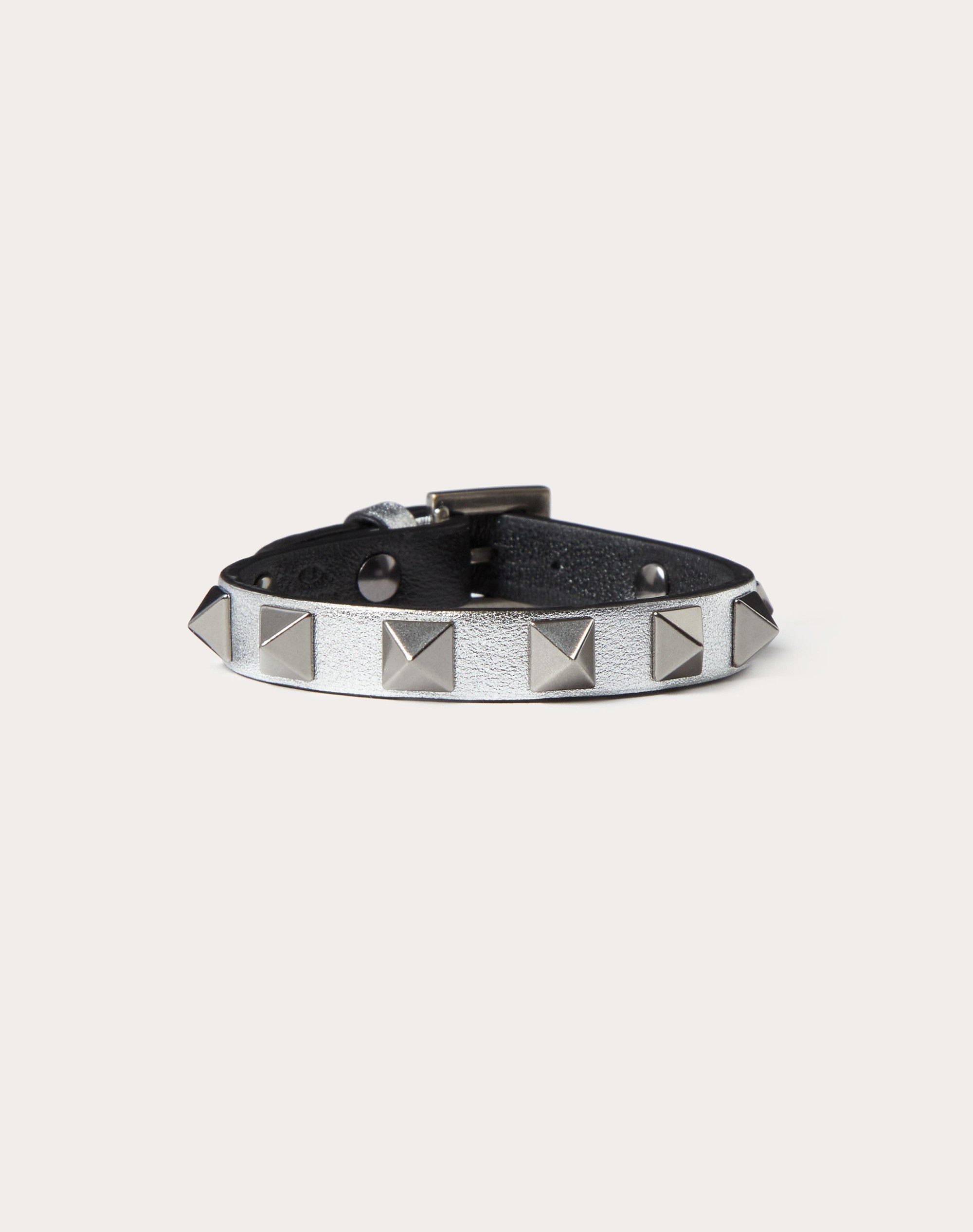 LEATHER ROCKSTUD BRACELET WITH ANTIQUE SILVER-FINISH STUDS - 1