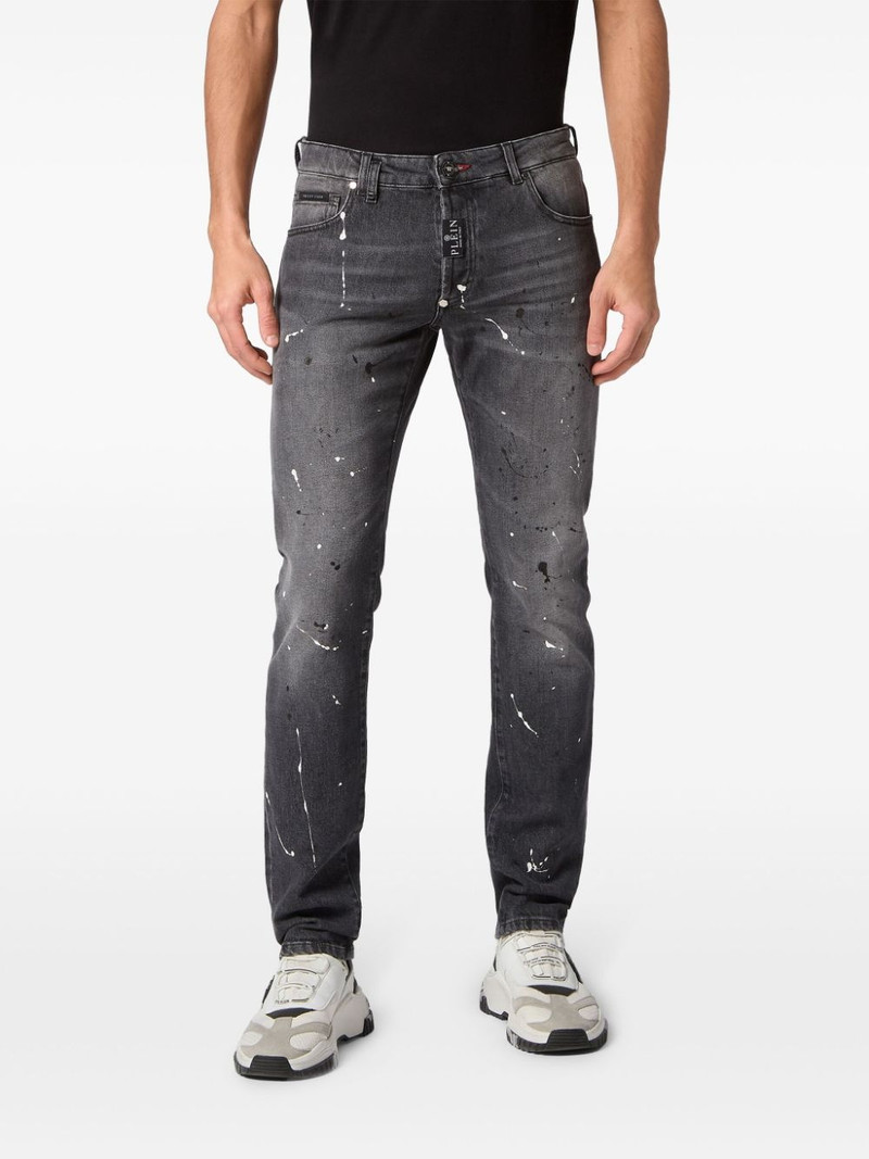 paint-splatter low-rise slim-fit jeans 4