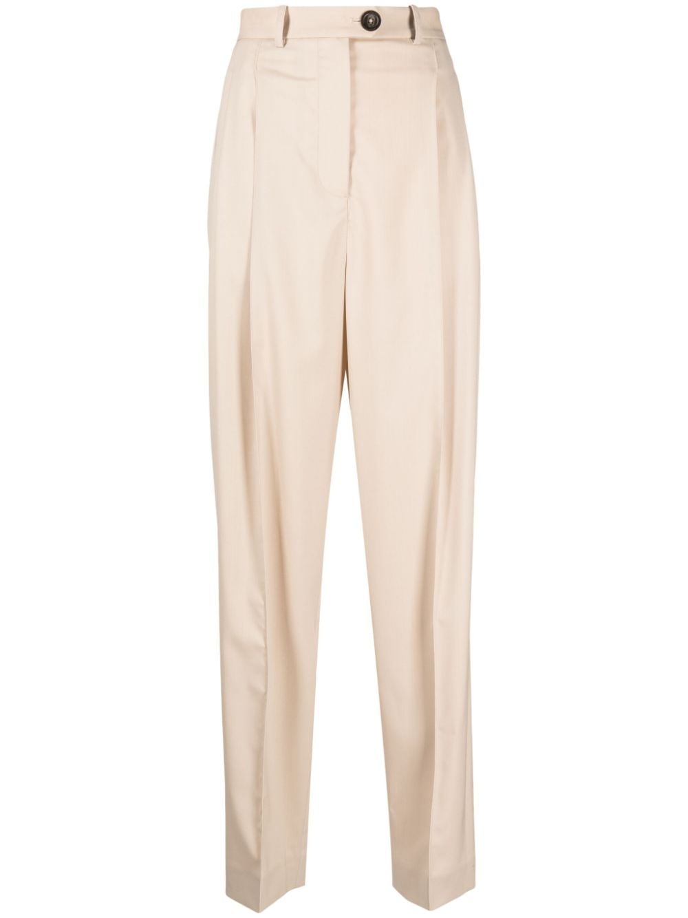 pleat-detailing button-fastening tapered trousers - 1