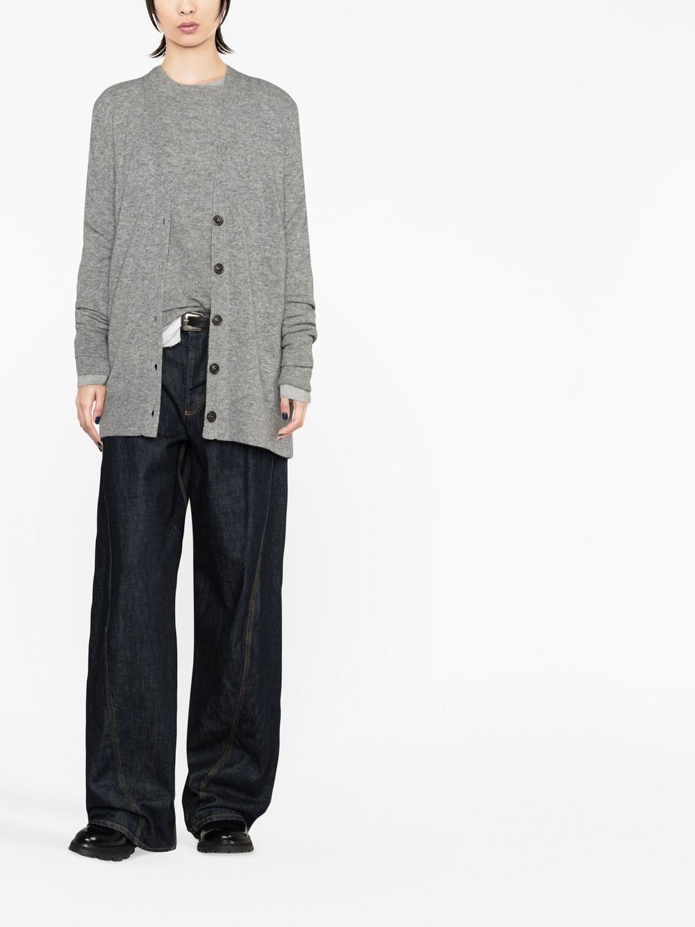 V-neck long-sleeve cardigan - 2